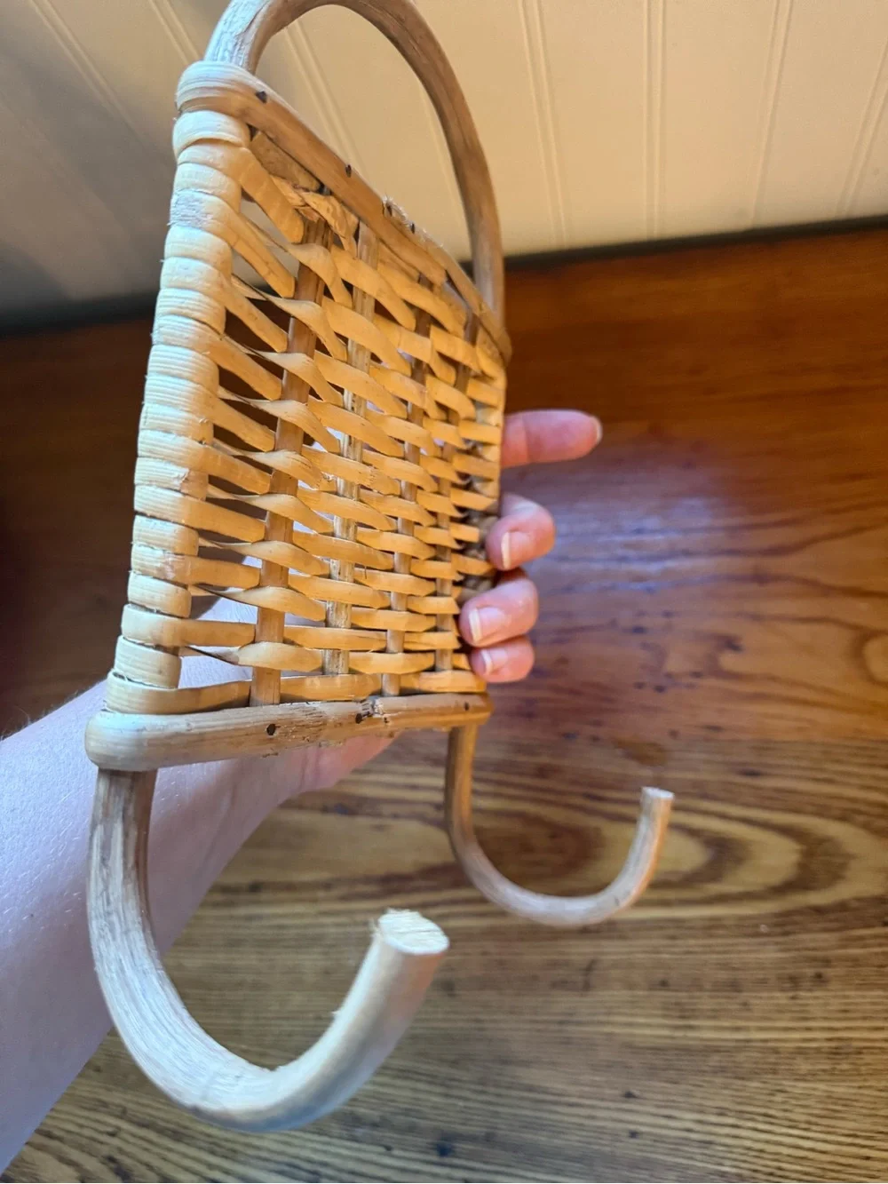 Woven Rattan Wall Hook with Double Hooks - Natural